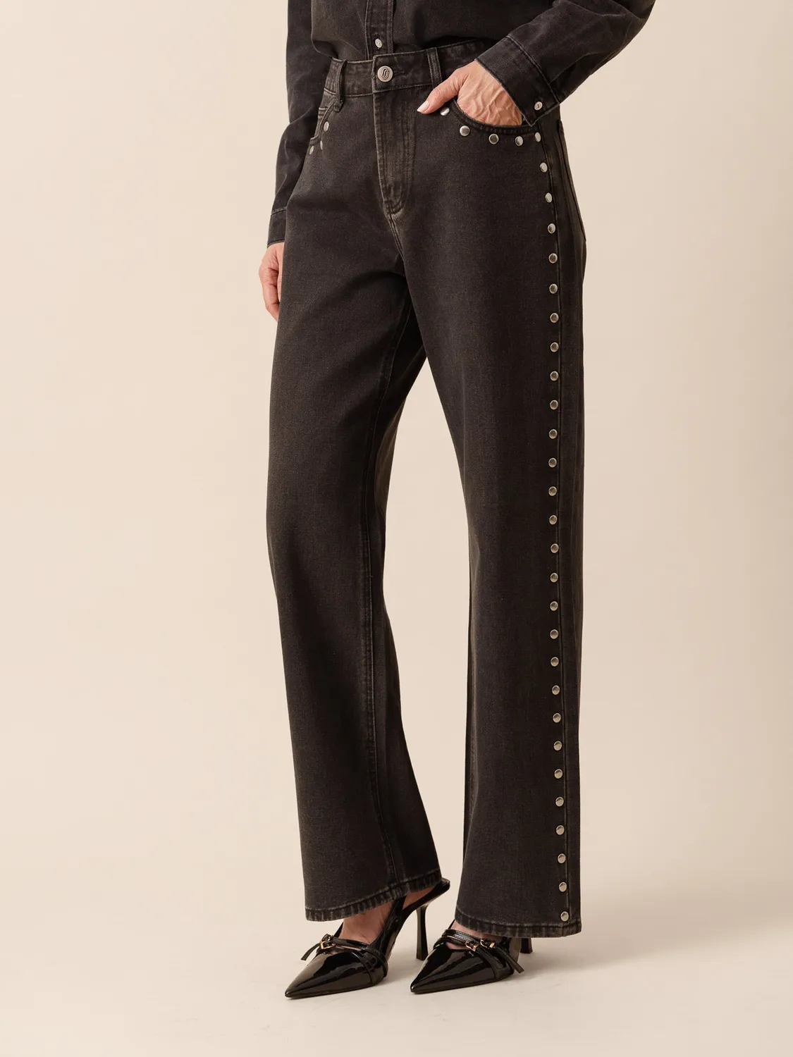 Oraije Riley jeans dritti loose grigio scuro
