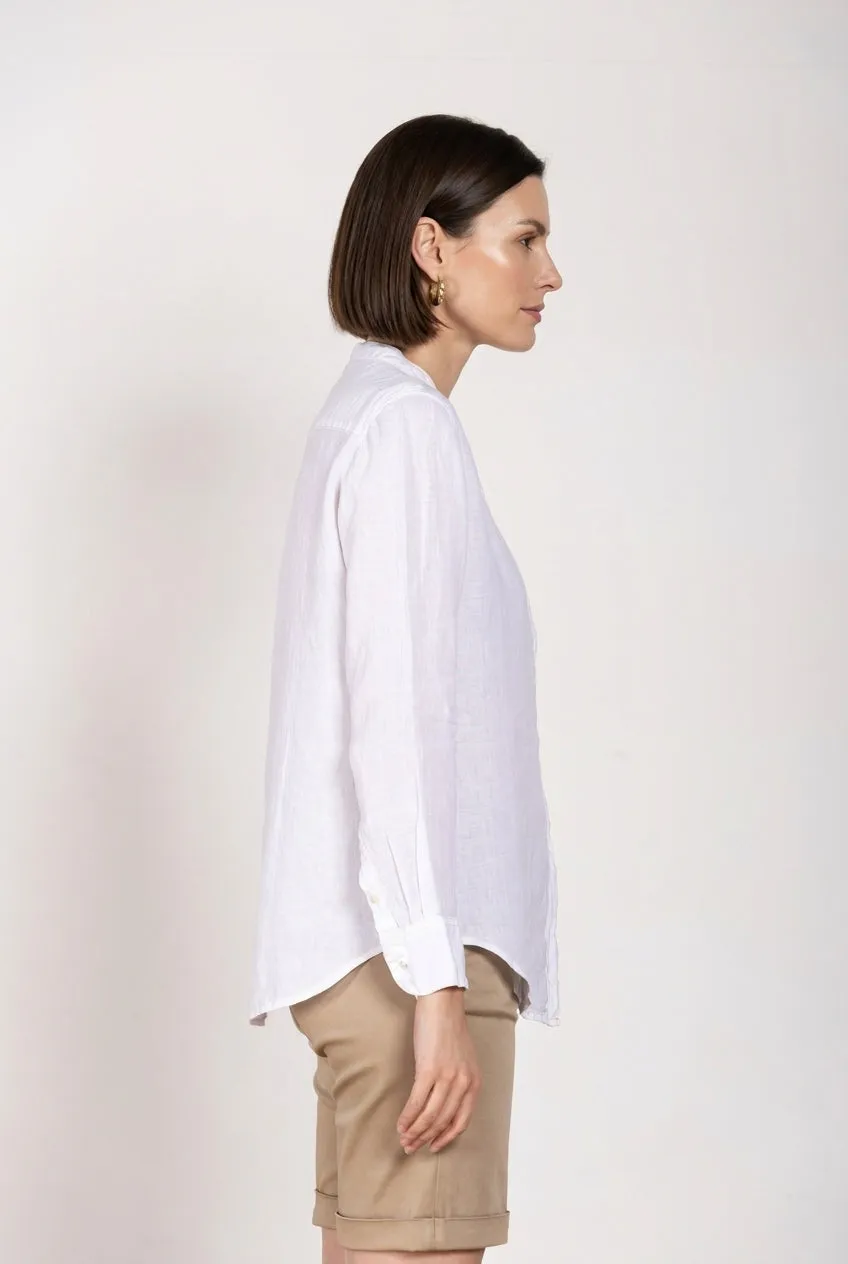 Mason's Delhi camicia donna bianco lino manica lunga