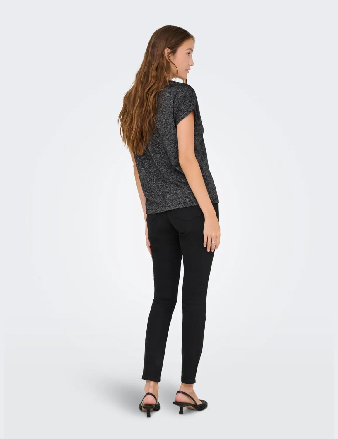 ONLY Onlmoster top jersey glitter manica corta XL