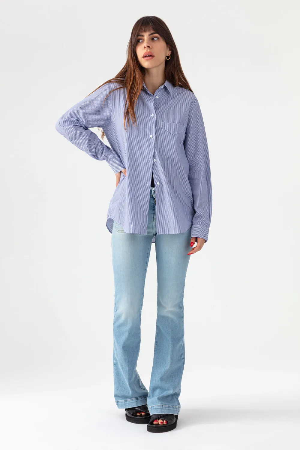 Acquaverde Boy camicia Easy Stripes in popeline