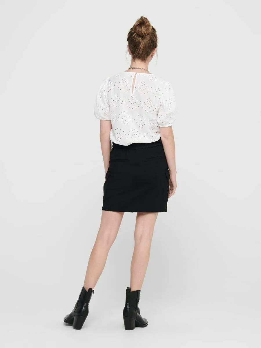 Only Onlpoptrash minigonna cargo donna nera cintura