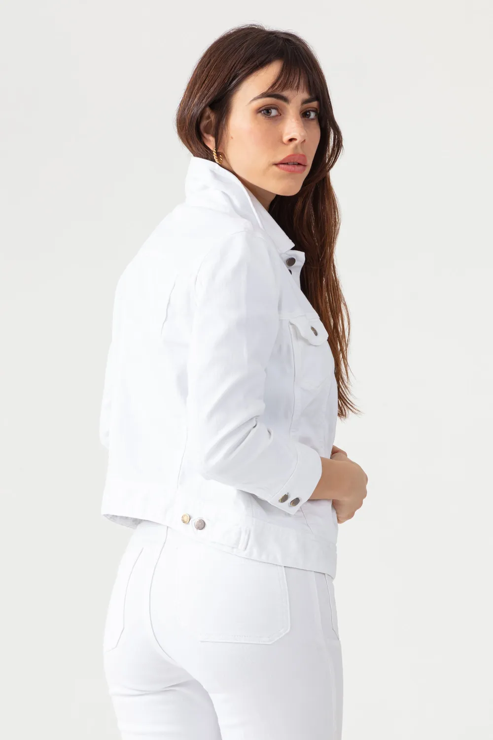 Acquaverde Carmen White giacca jeans maniche 3/4