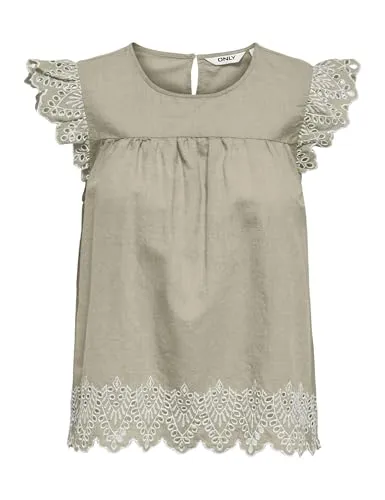 ONLY Onltulum EMB top donna maniche corte ricamato
