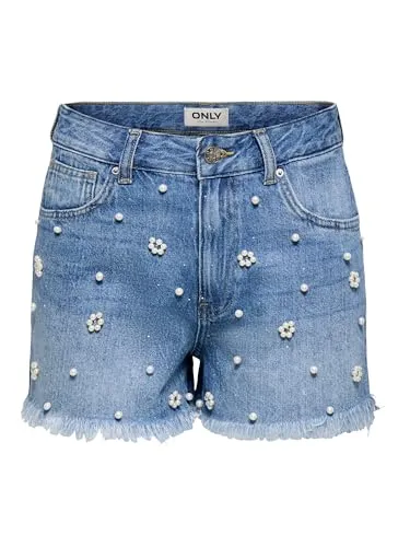 ONLY Onlzuma HW Pearl Deco DNM shorts vita alta XS