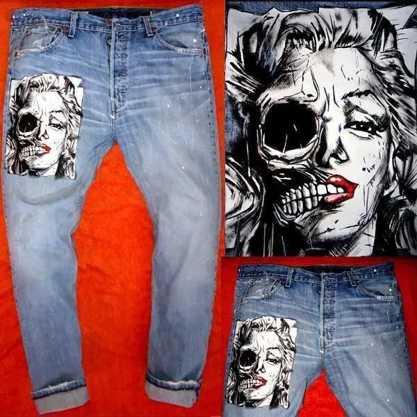 Levi's Vintage Marilyn Teschio jeans dipinti a mano