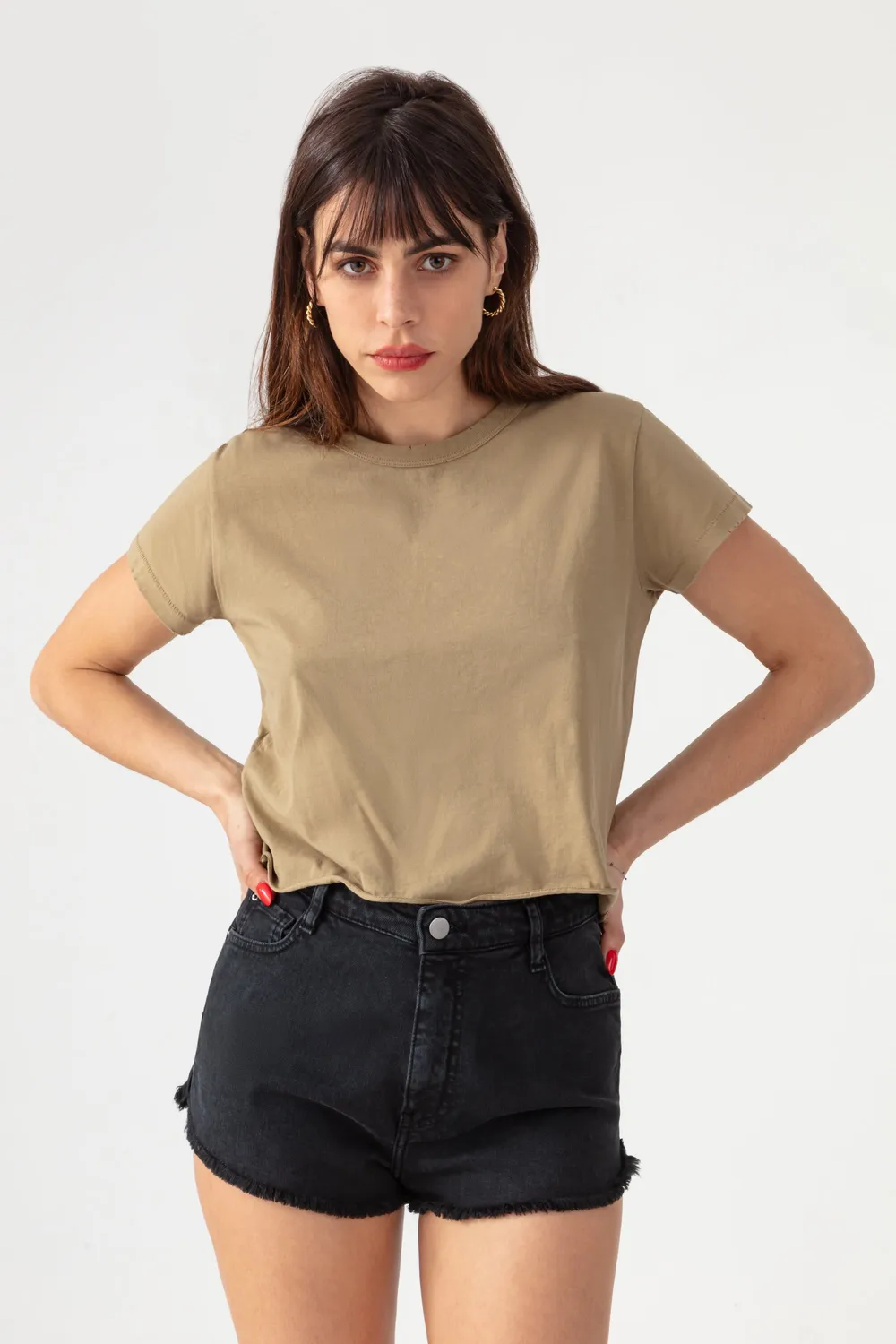 Acquaverde New Army t-shirt cropped effetto usato