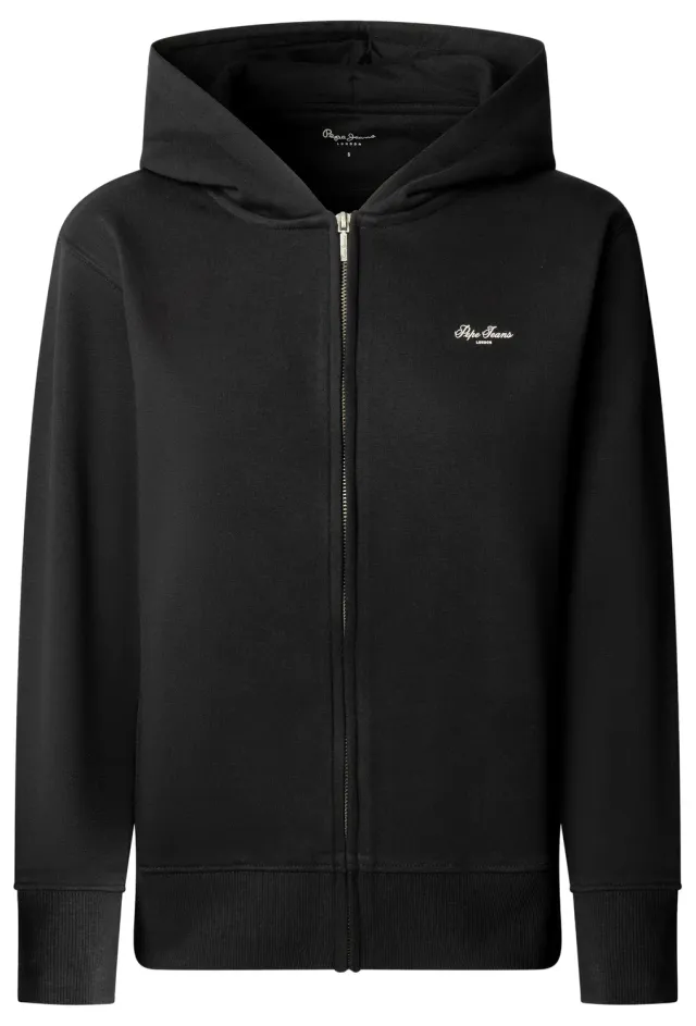 Pepe Jeans Center Logo Zip felpa donna nero zip S-M-XL