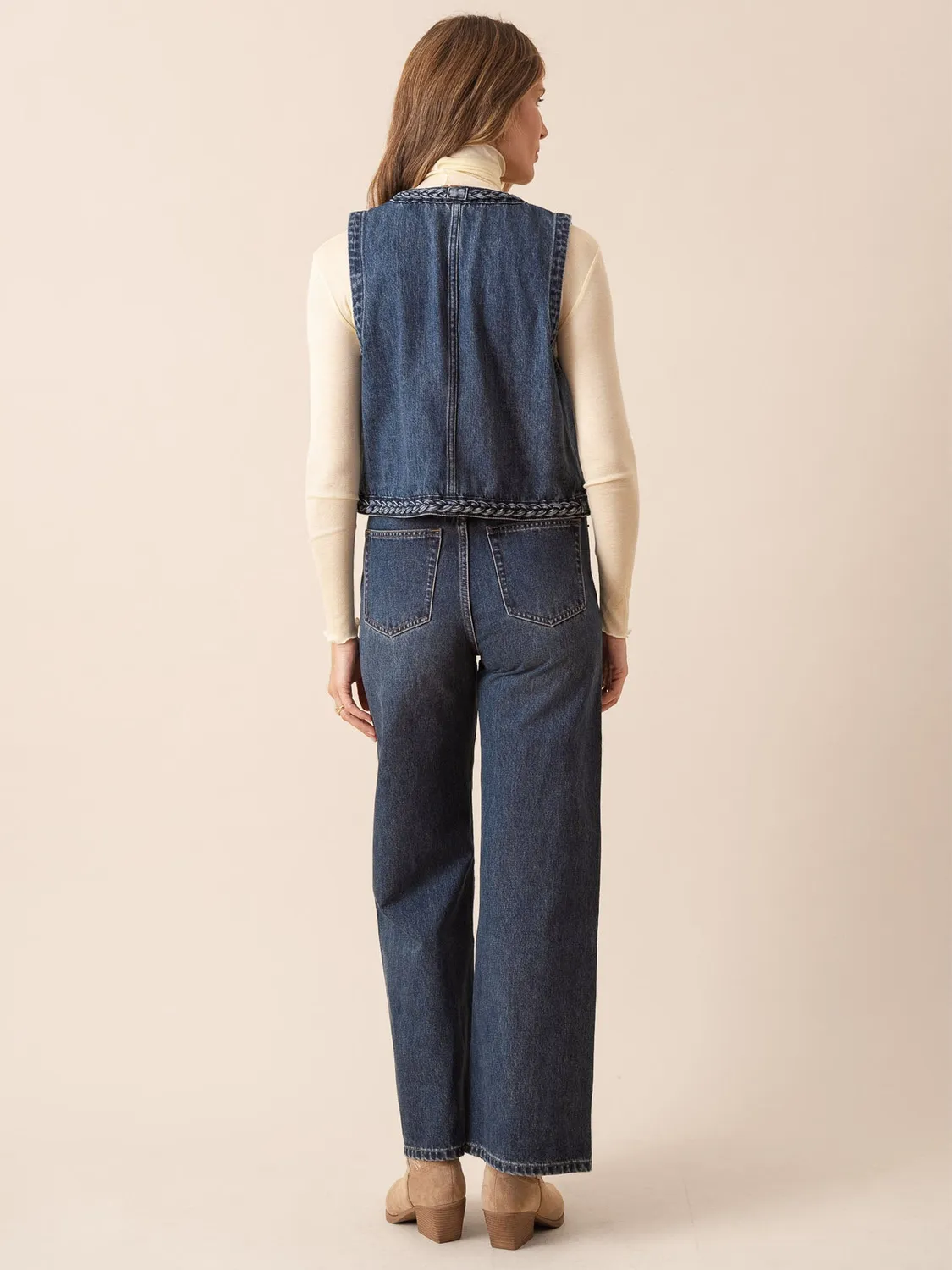 Oraije Noa jeans larghi blu scuro cotone