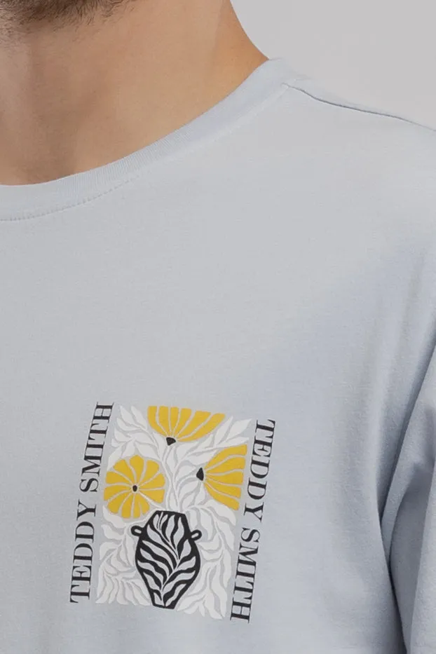 Teddy Smith T-Panorama MC t-shirt uomo azzurra stampa petto