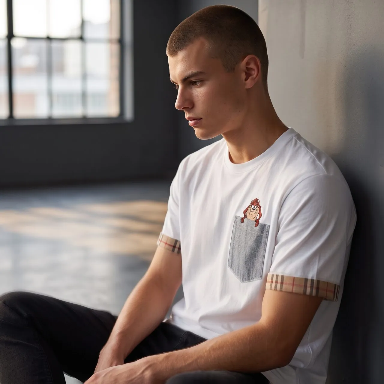 Never Say Never Taz T-Shirt Dipinta Burberry
