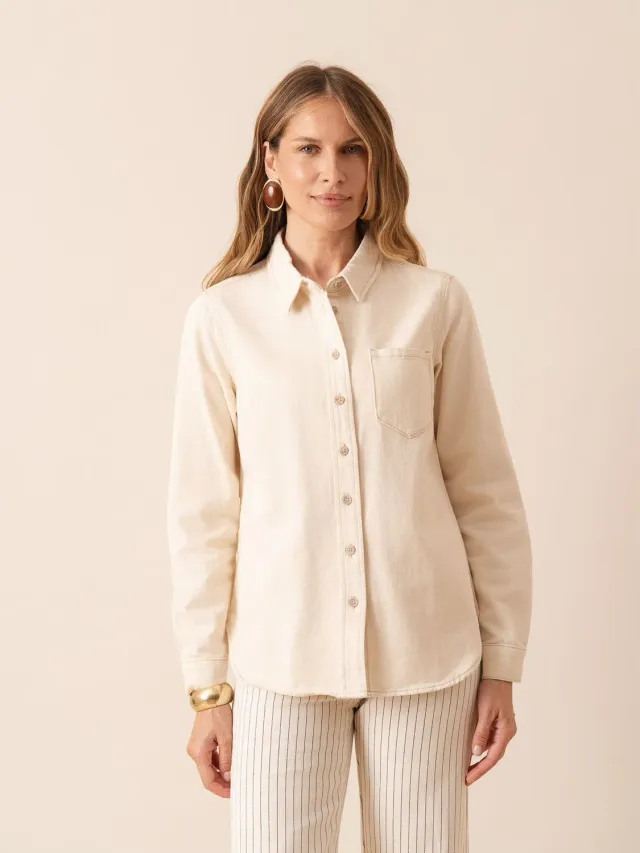 Oraije Celia camicia beige denim oversize cotone
