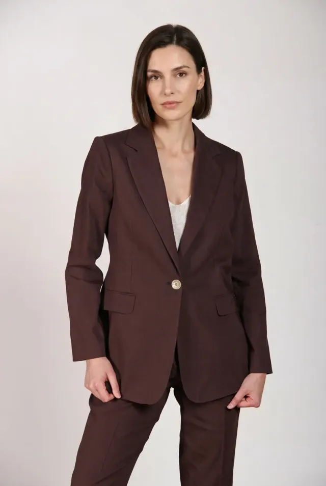 Mason's Irene blazer donna lino viscosa marrone testa di moro