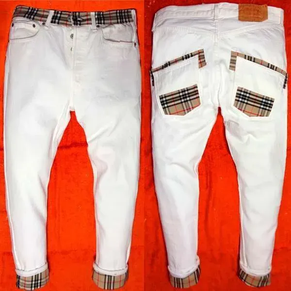 Levi's Vintage jeans bianco personalizzato check