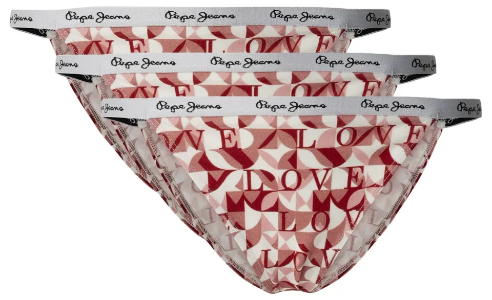 Pepe Jeans Bikini slip cotone M 3 pezzi stampa amore