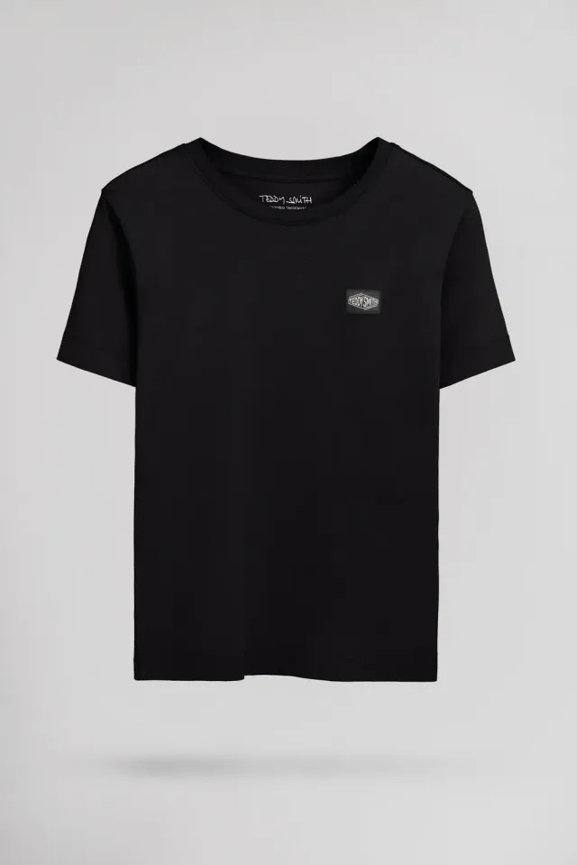 Teddy Smith T-Lionel MC JR T-Shirt Nero Bambino 100% Cotone