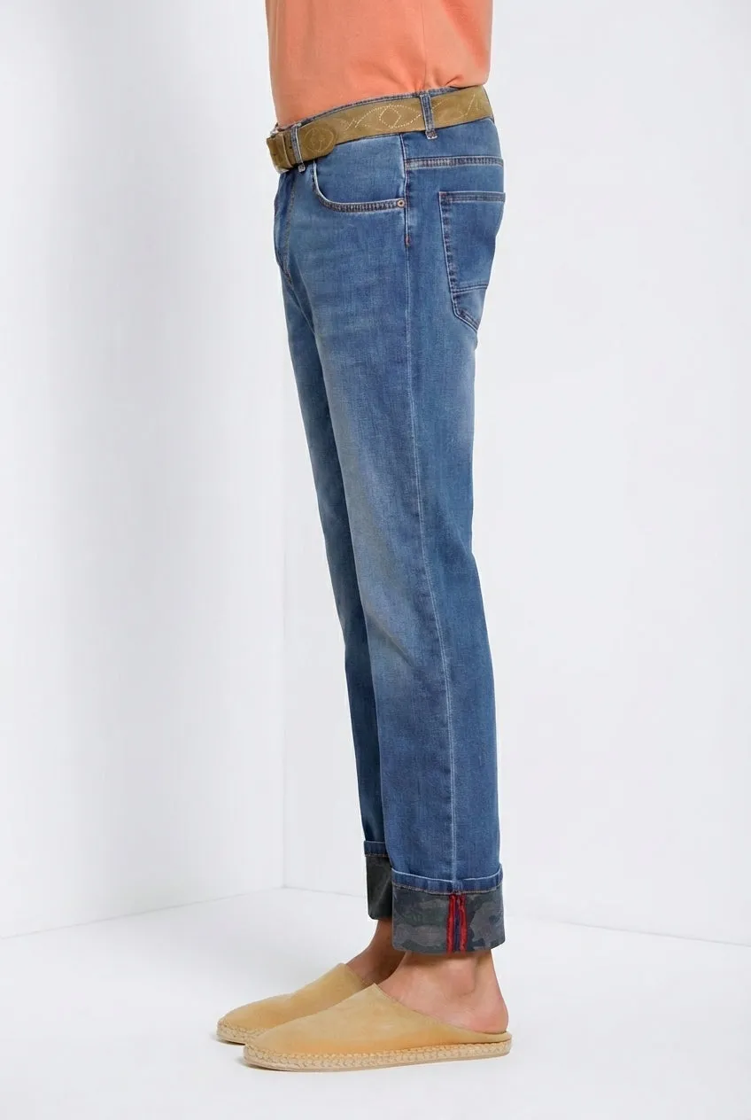 Mason's Harris jeans denim camouflage blu slim