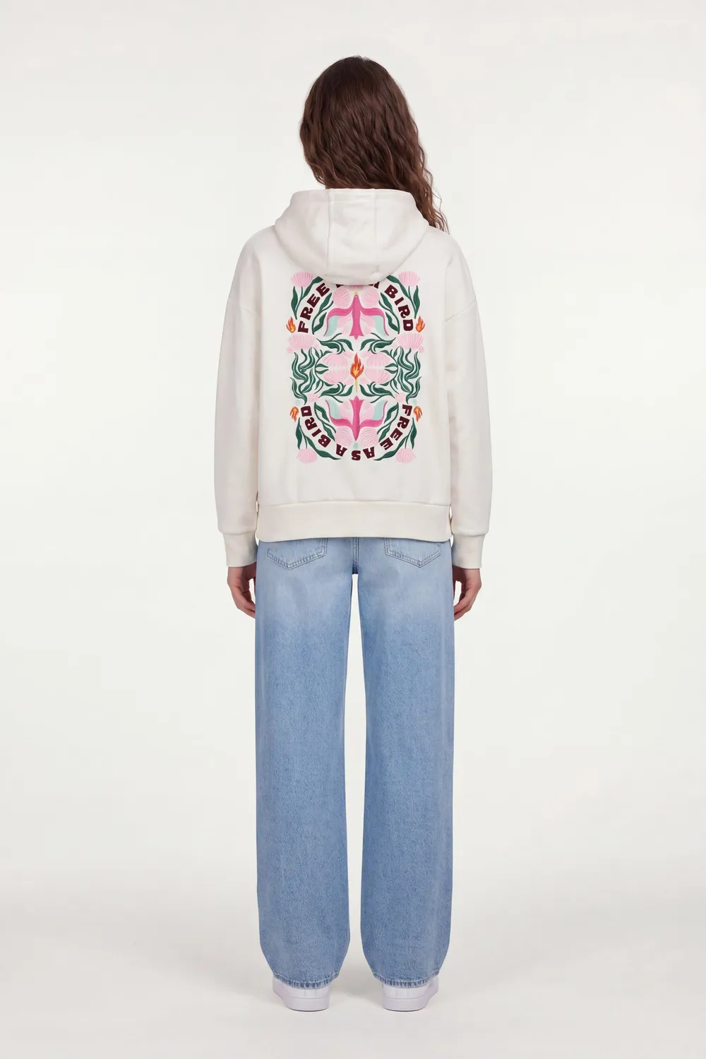 Teddy Smith S-Bird Hoody felpa donna bianca ricamata