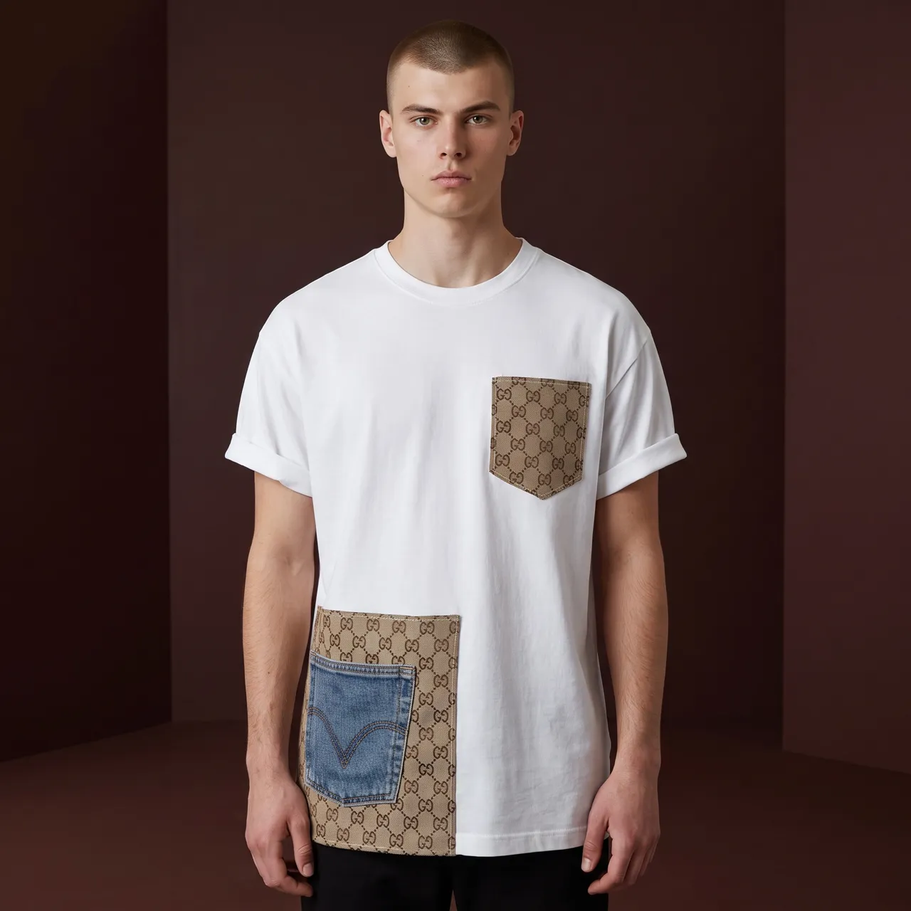 Never Say Never T-shirt Concept Denim tema Gucci blu