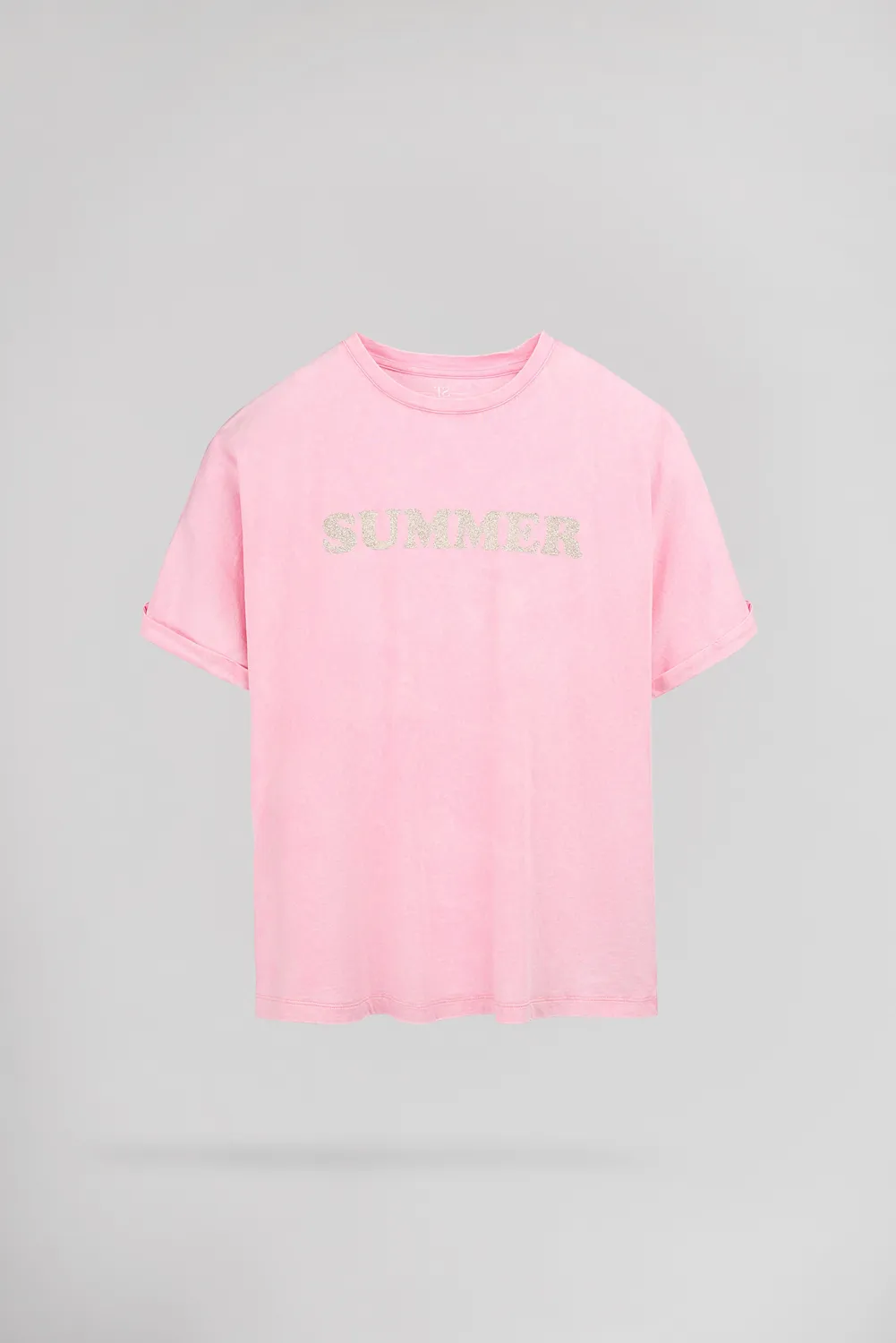 Teddy Smith T-Glitter MC t-shirt oversize rosa