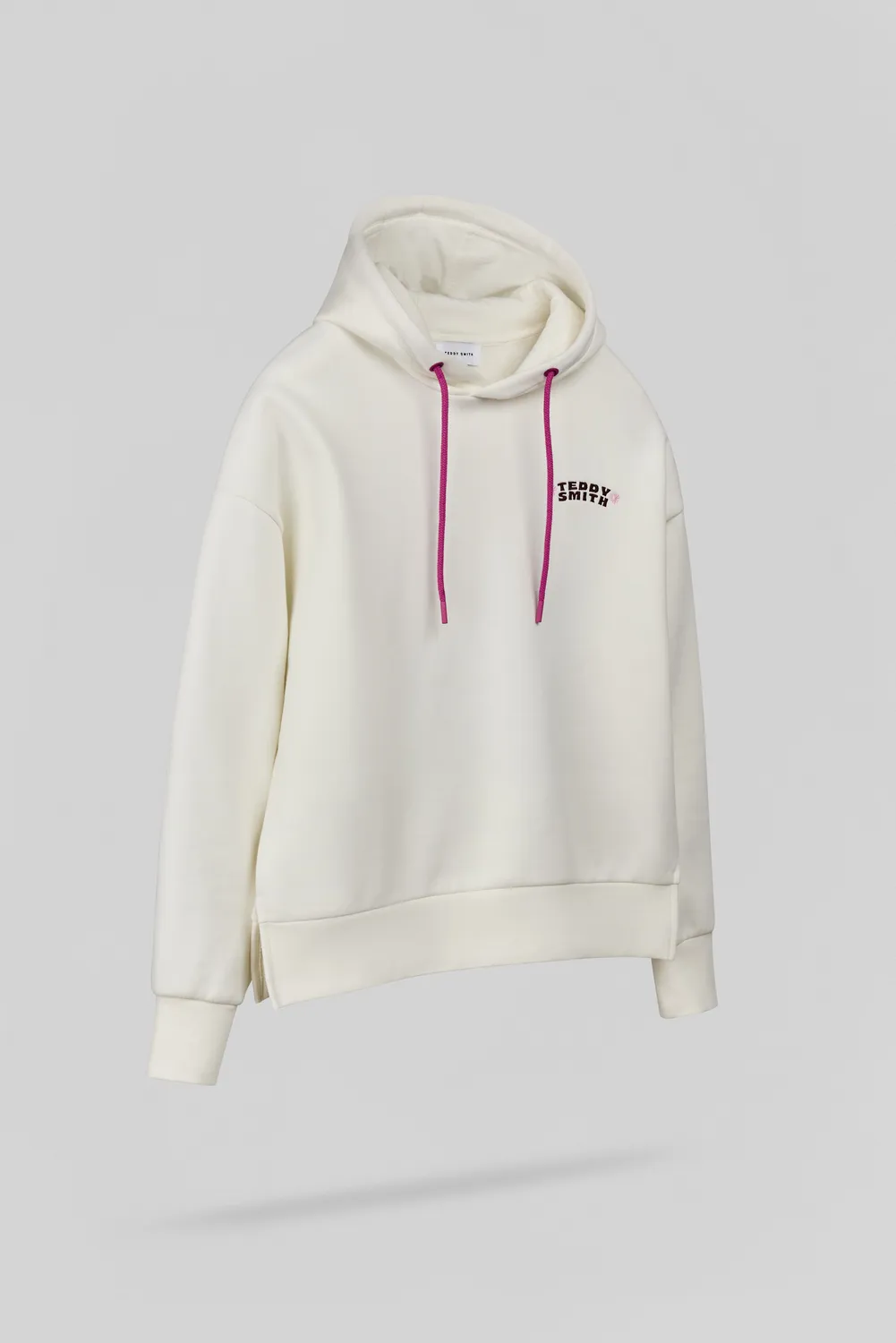 Teddy Smith S-Bird Hoody felpa donna bianca ricamata