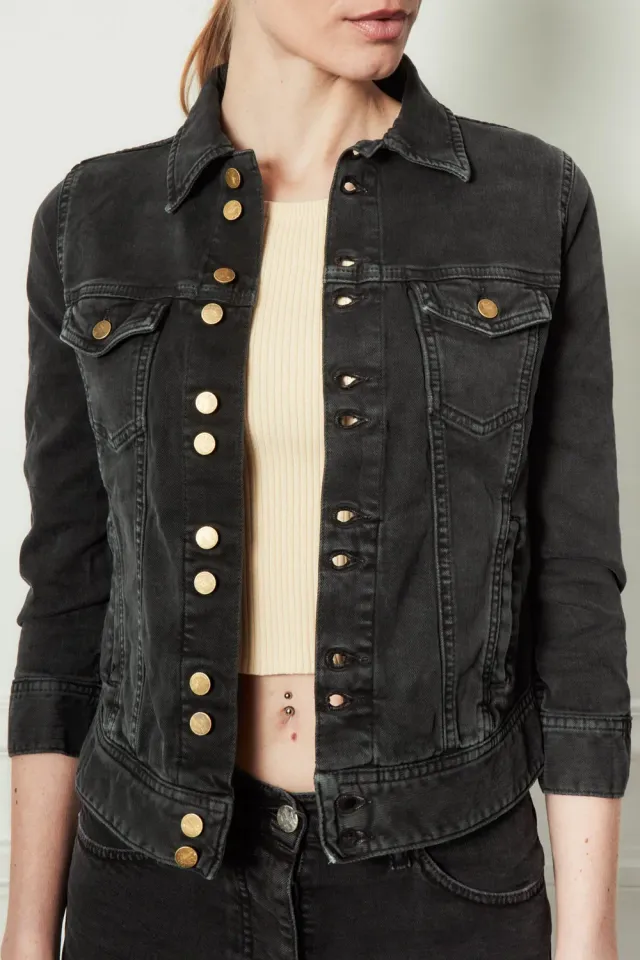 acquaverde Carmen giacca jeans black stone aderente