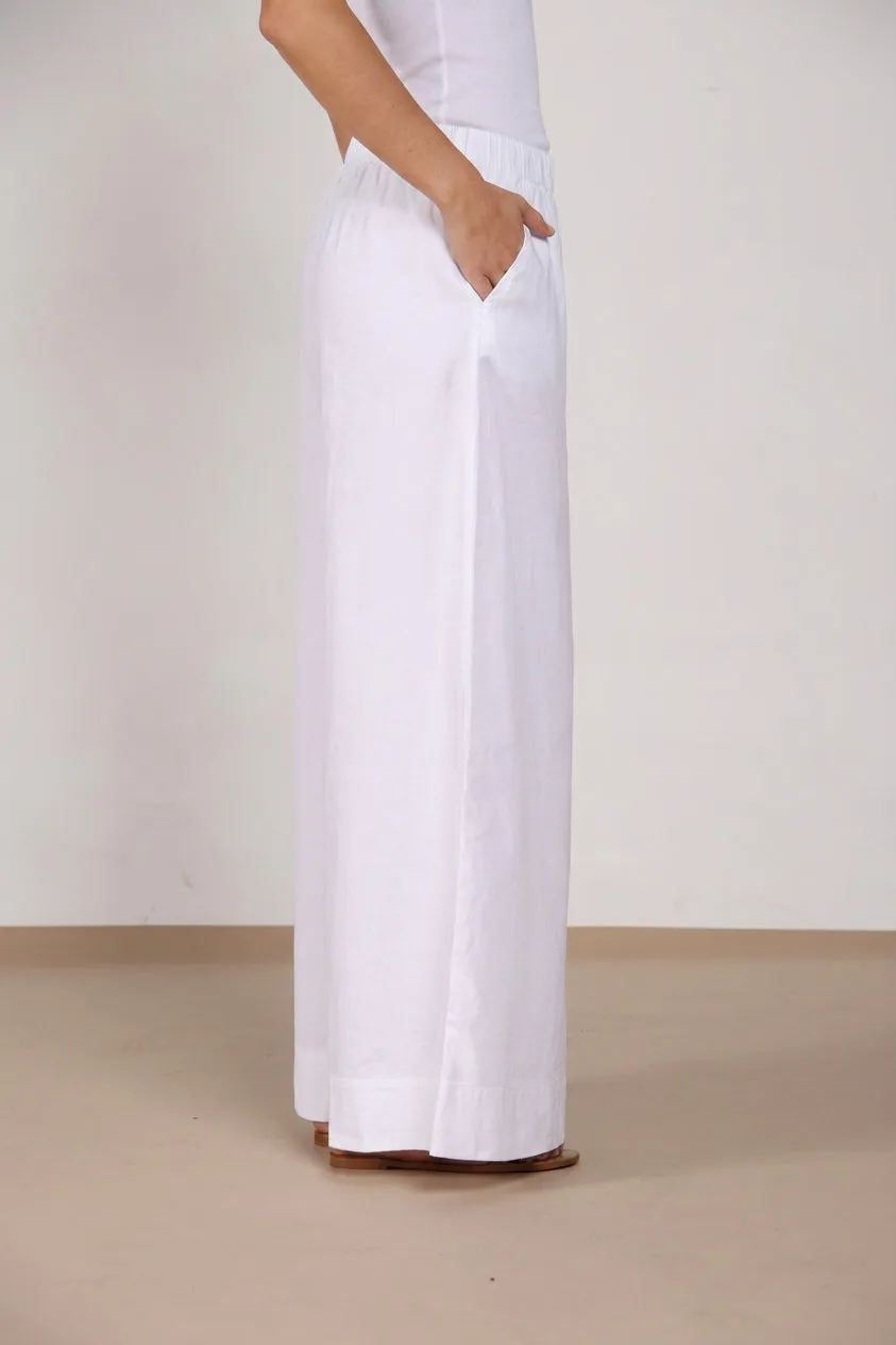 Mason's Portofino pantalone donna bianco lino wide leg