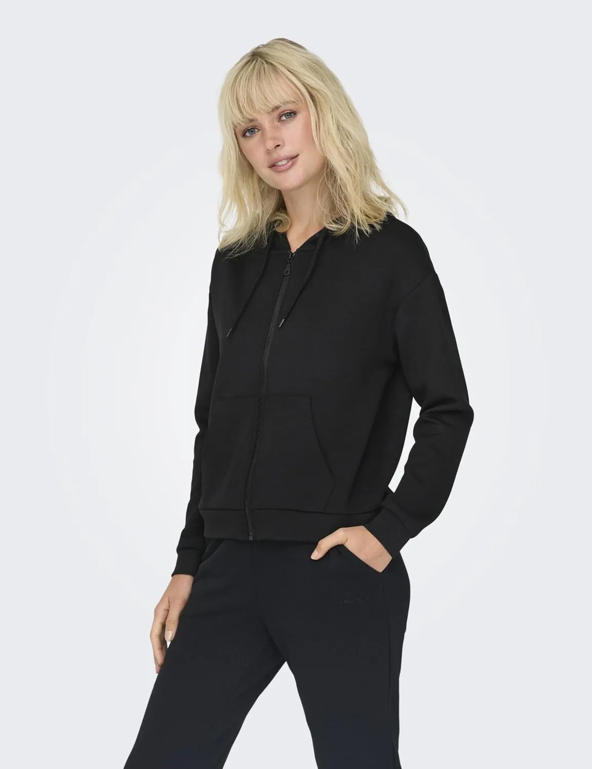 ONLY Onplounge felpa zip cappuccio donna nera M