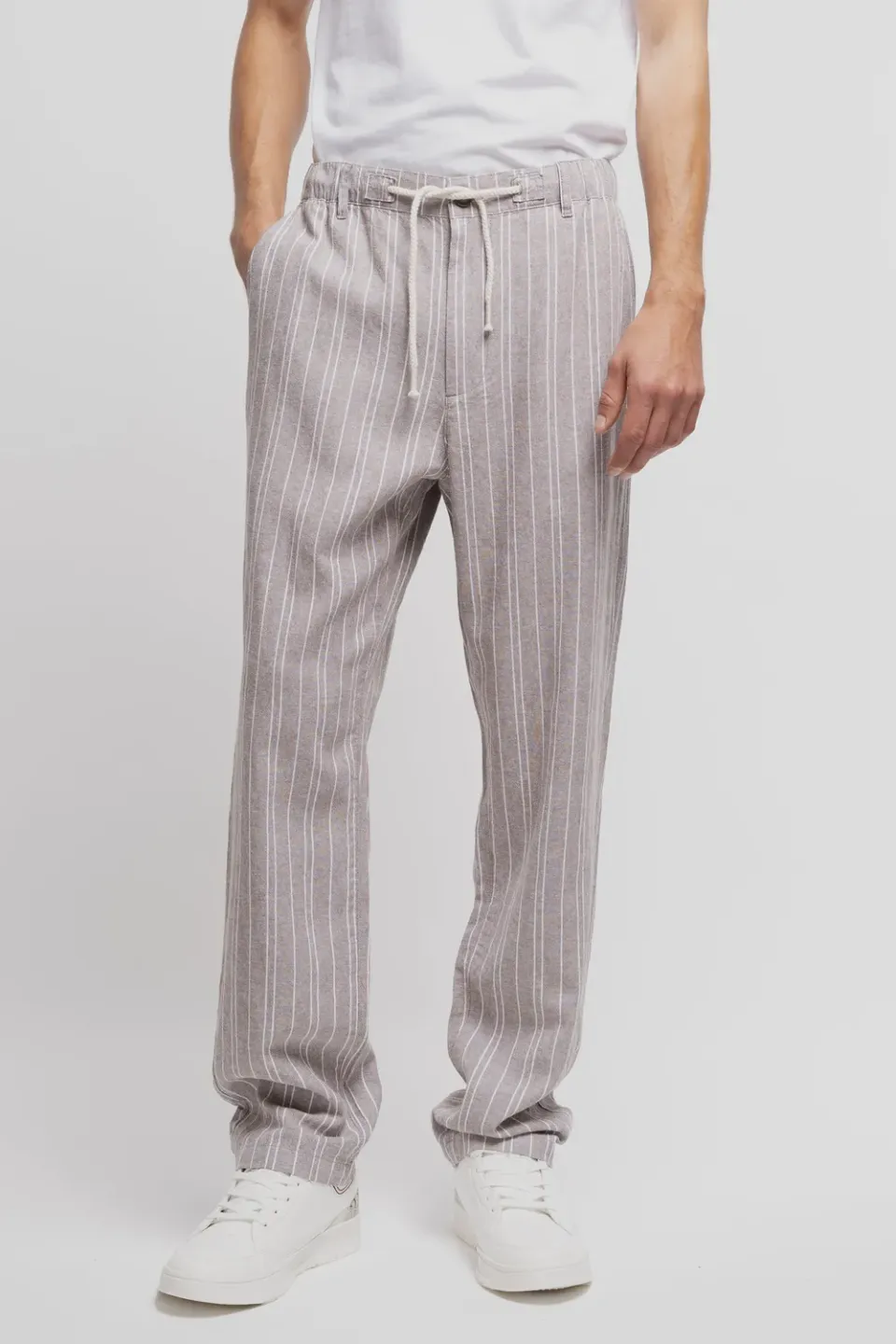 Teddy Smith P-Darius Lin pantaloni lino rigati marrone