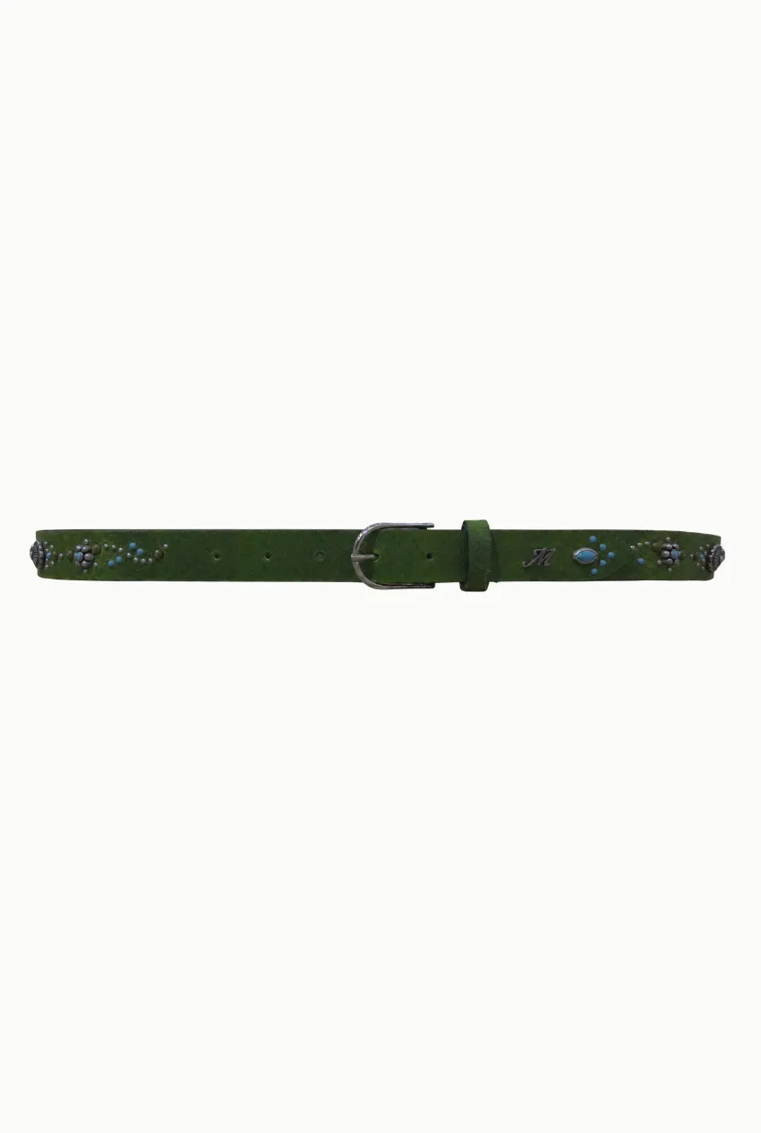 Mason's Boston cintura pelle verde borchie