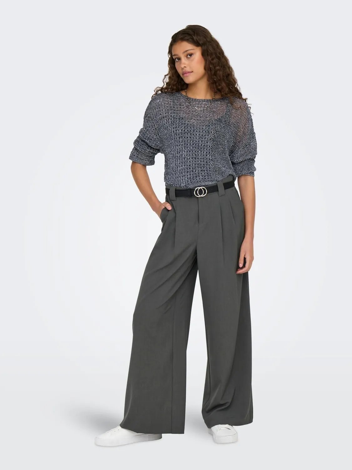 ONLY Onlsvea MW Pantalone Largo Grigio XXL 32L