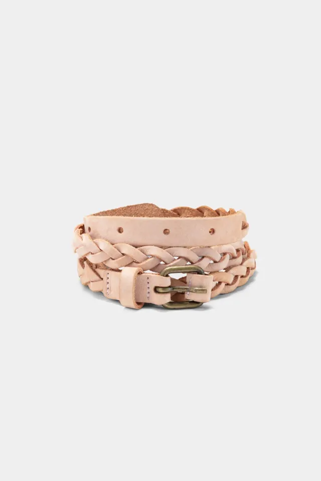 Acquaverde Cintura Intrecciata Pelle Nude 2cm