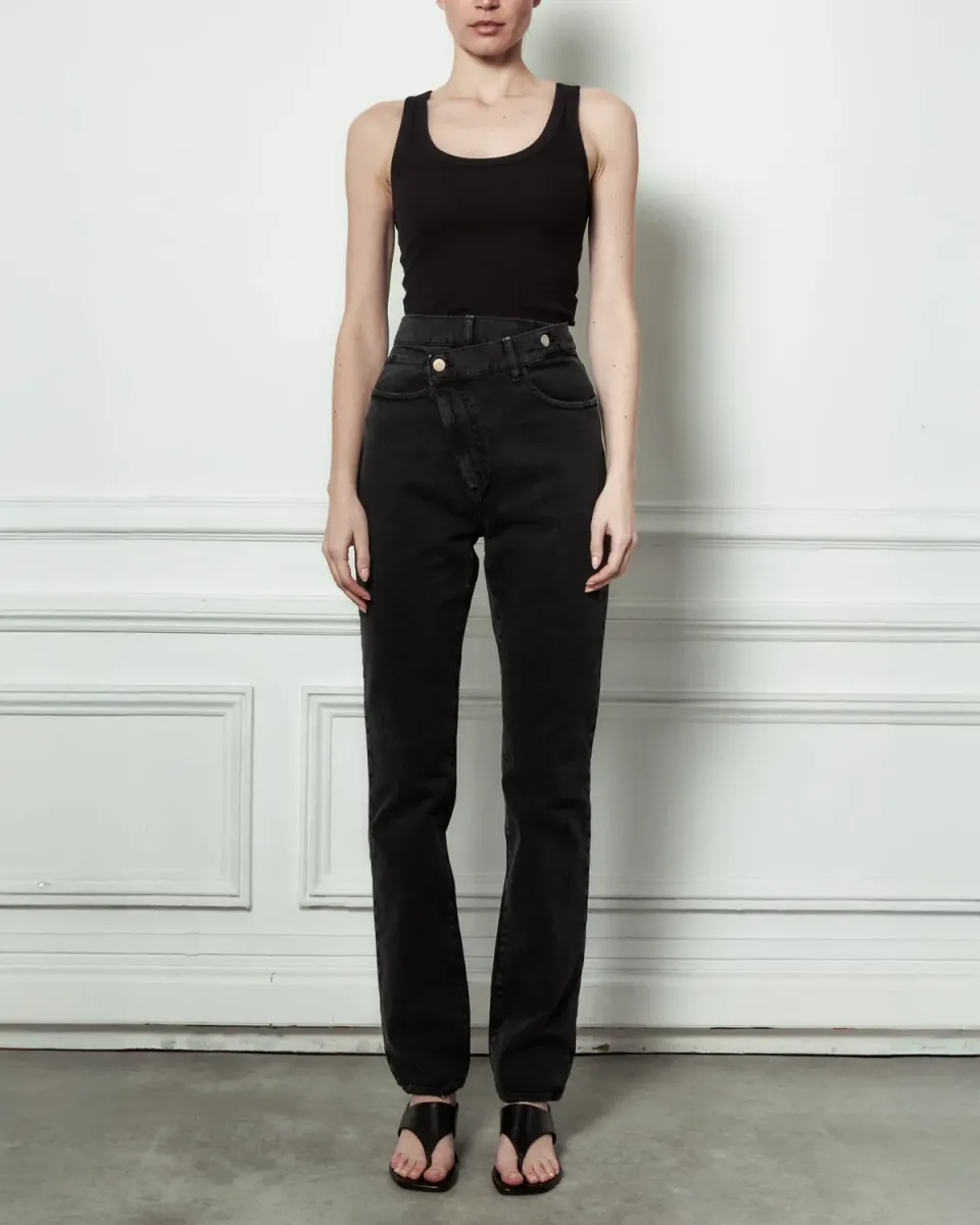 acquaverde April jeans dritti Black Stone denim pesante