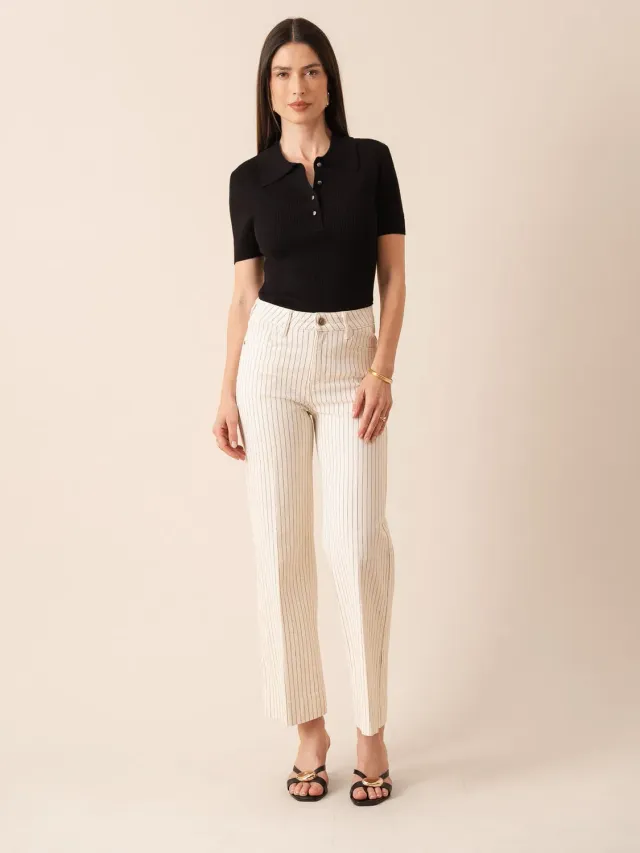 Oraije Vienna jeans wide rigato natural