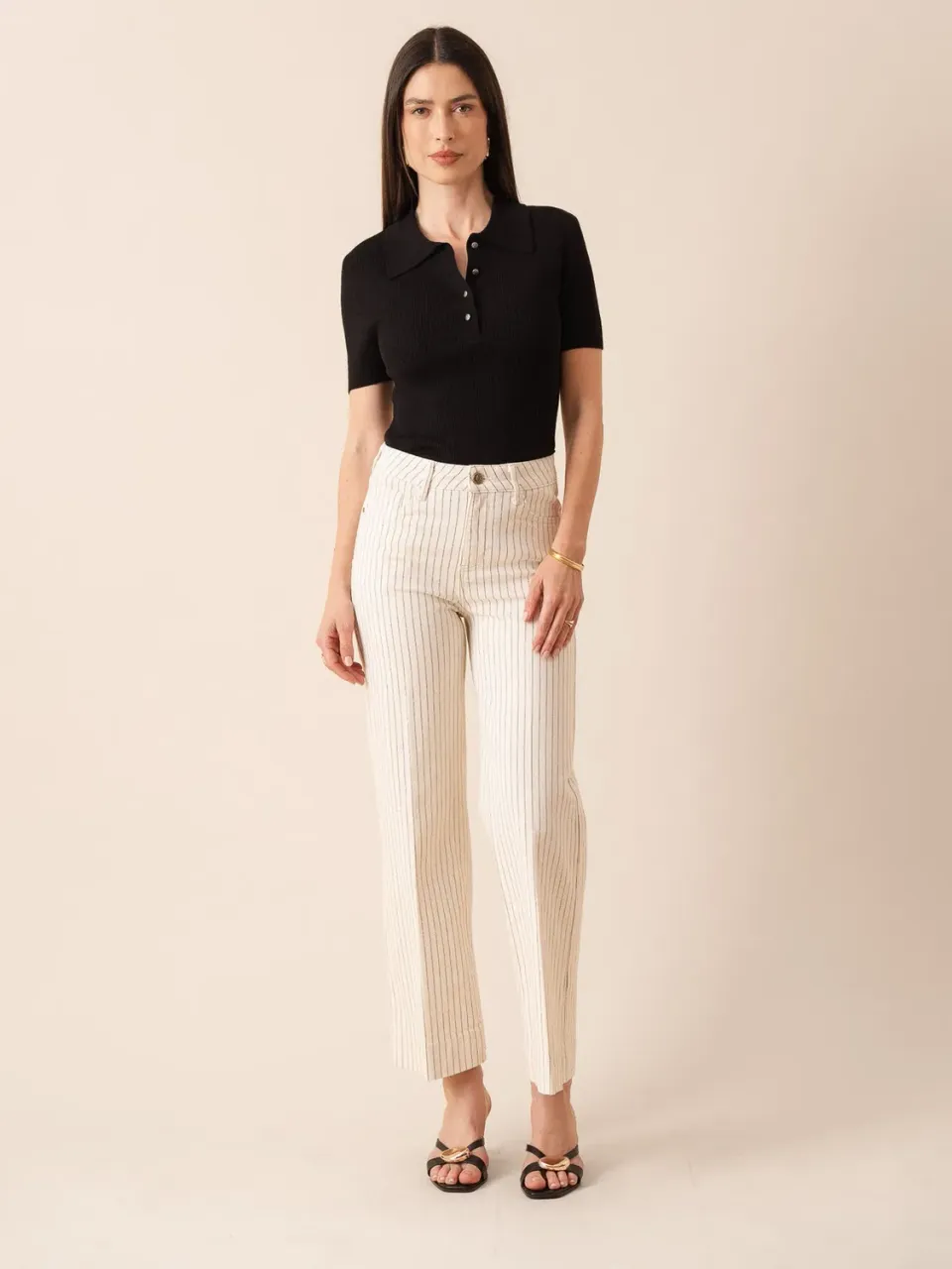 Oraije Vienna jeans wide rigato natural