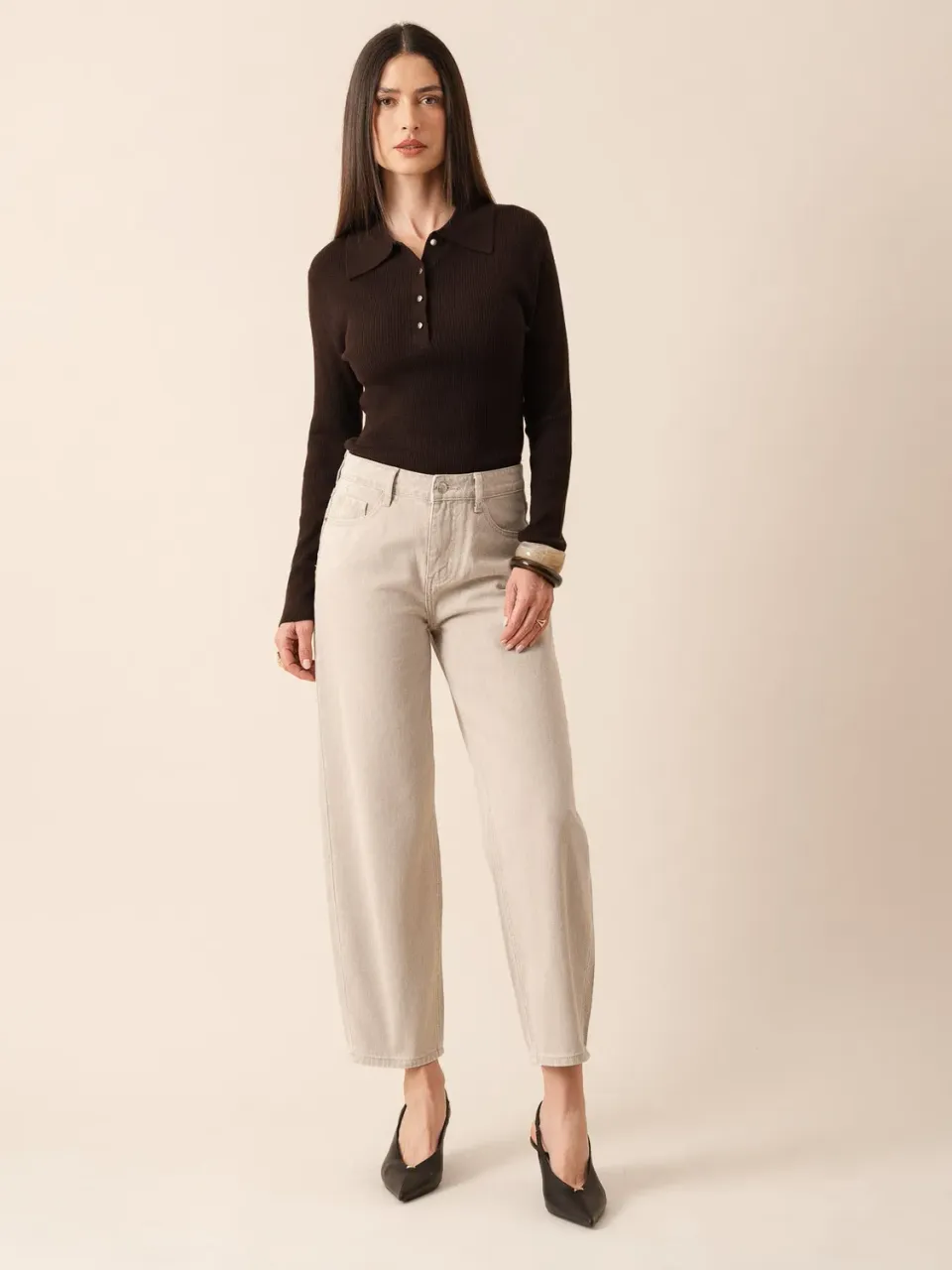 Oraije Bony jeans barrel taupe denim