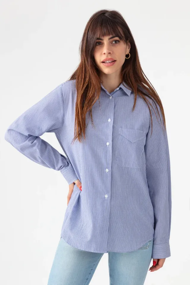 Acquaverde Boy camicia Easy Stripes in popeline