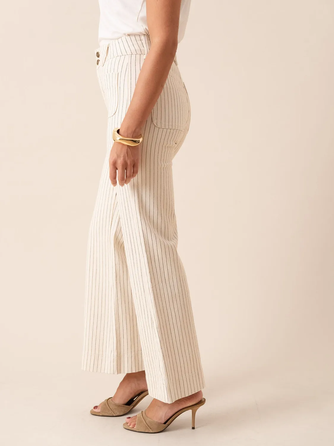 Oraije Elenette jeans flare rigato naturale