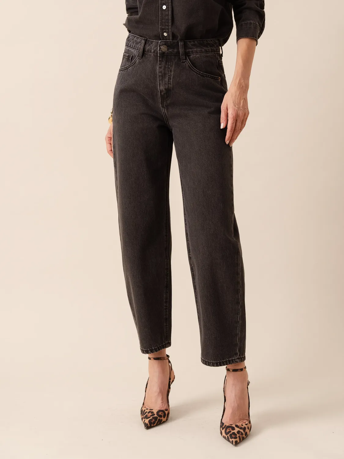 Oraije Bony jeans barrel grigio scuro