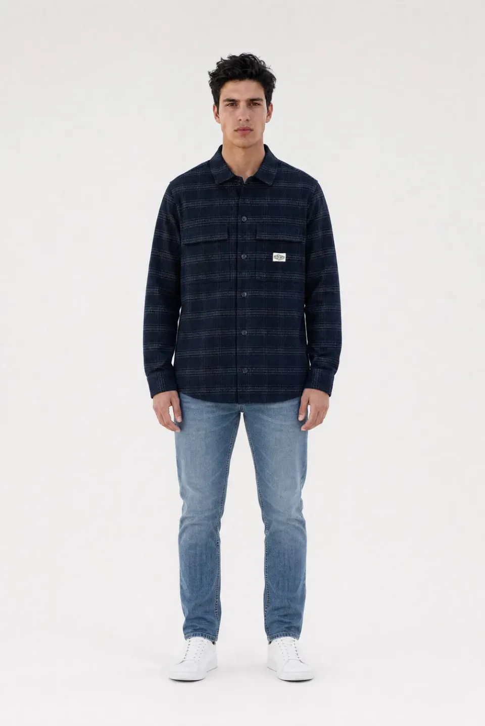 Teddy Smith C-Luis ML camicia quadri blu navy uomo