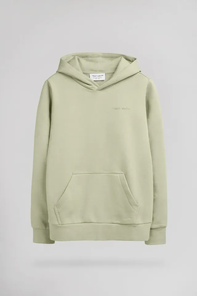 Teddy Smith S-Nark Hoody JR felpa cappuccio verde salvia bambino