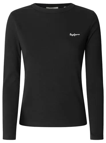 Pepe Jeans Betina t-shirt donna manica lunga nera costina