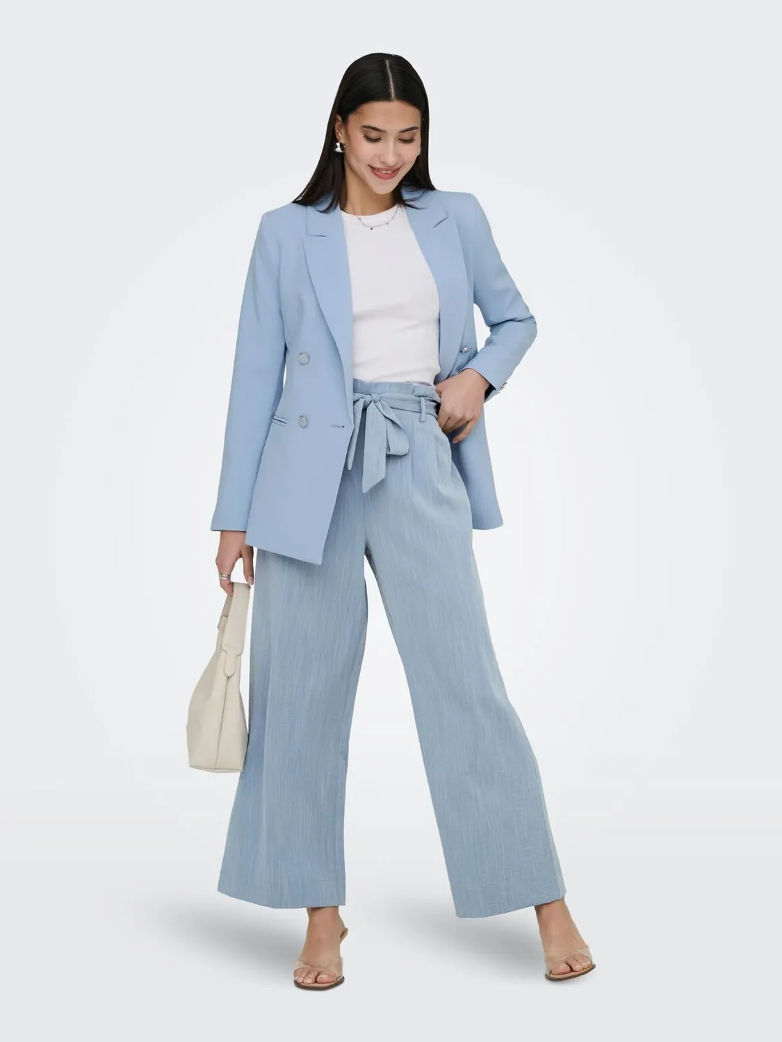 ONLY Onlmarsa Solid Paperbag pantaloni donna Denim Sbiadito vita alta