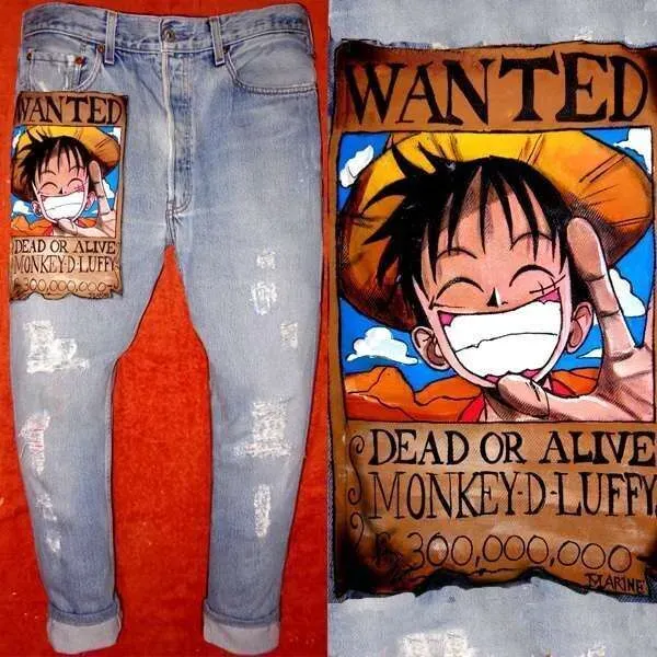 Levi's Vintage jeans dipinti Luffy One Piece