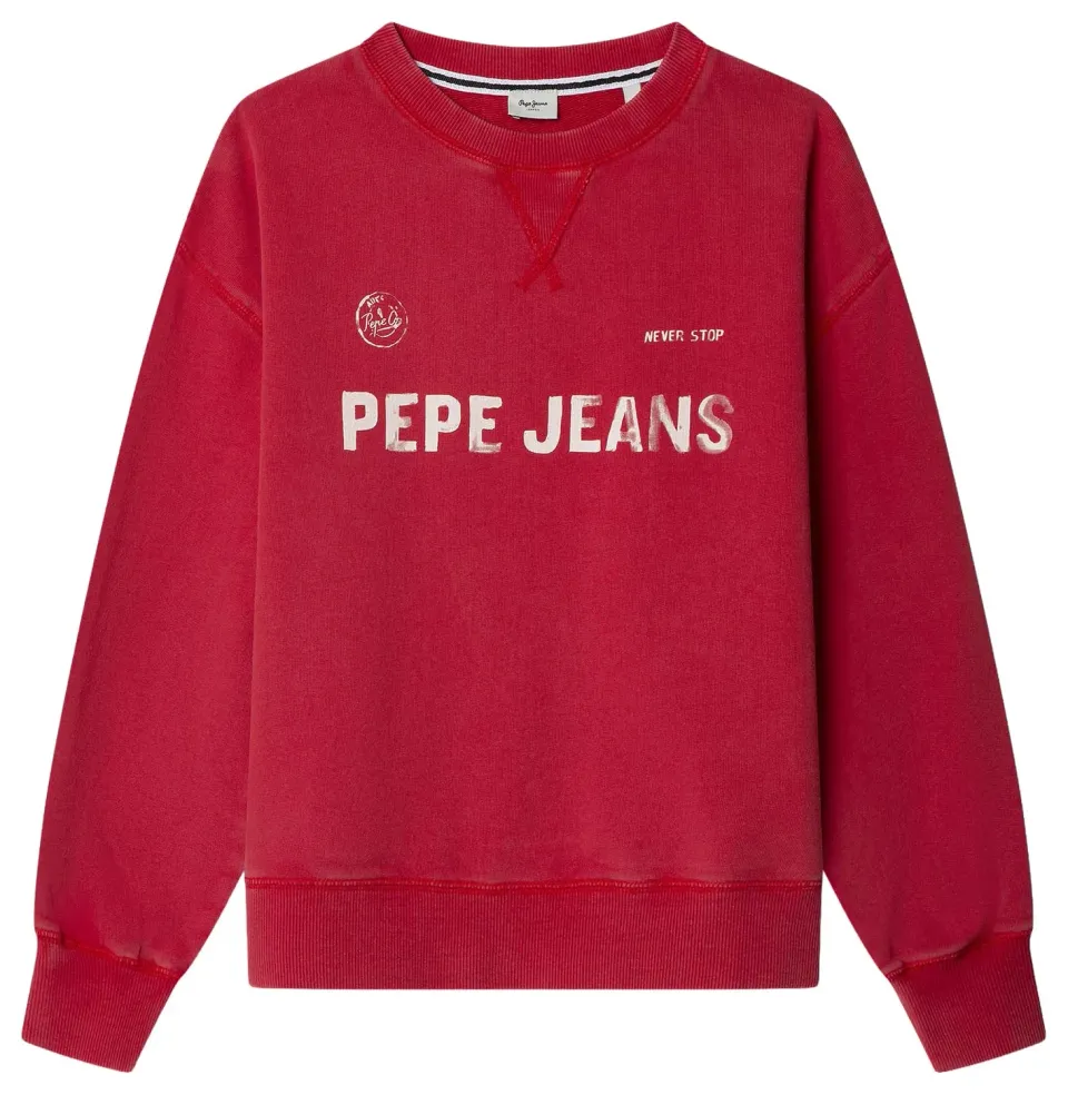 Pepe Jeans Ben Felpa Ragazzo Girocollo Blu Effetto Lavato