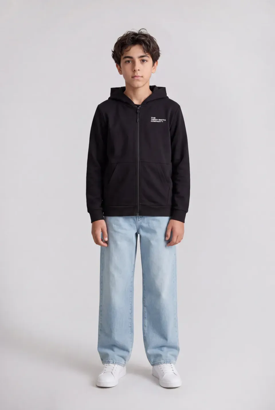 Teddy Smith Giclass Company JR felpa zip bambino nero cotone