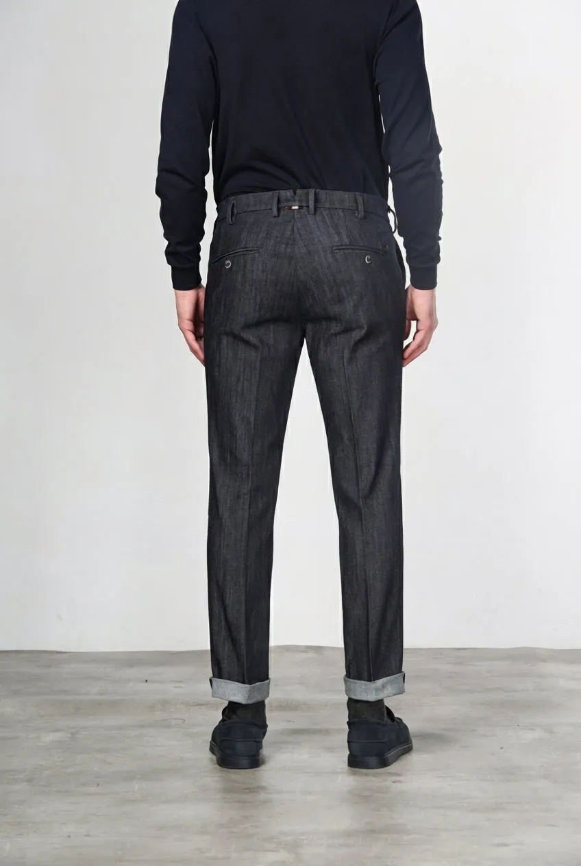 Mason's New York pantalone chino uomo denim blu navy regular