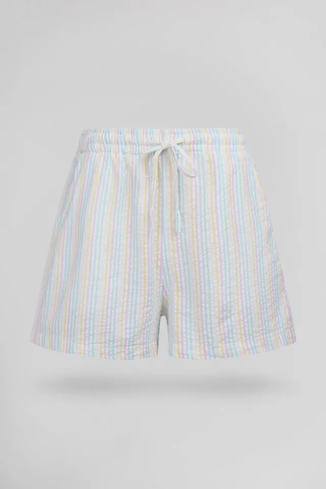Teddy Smith S-Sublima SH shorts donna bianco righe cotone