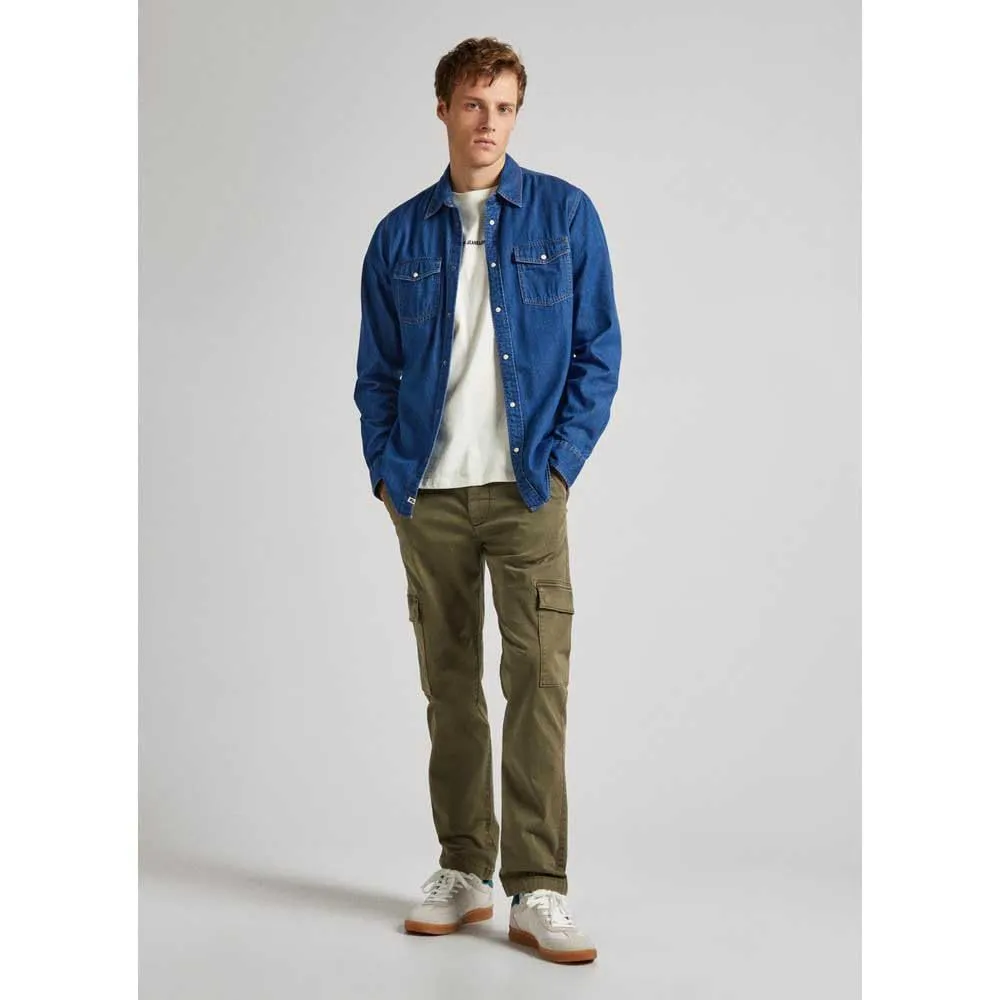 Pepe Jeans cargo uomo slim twill verde militare