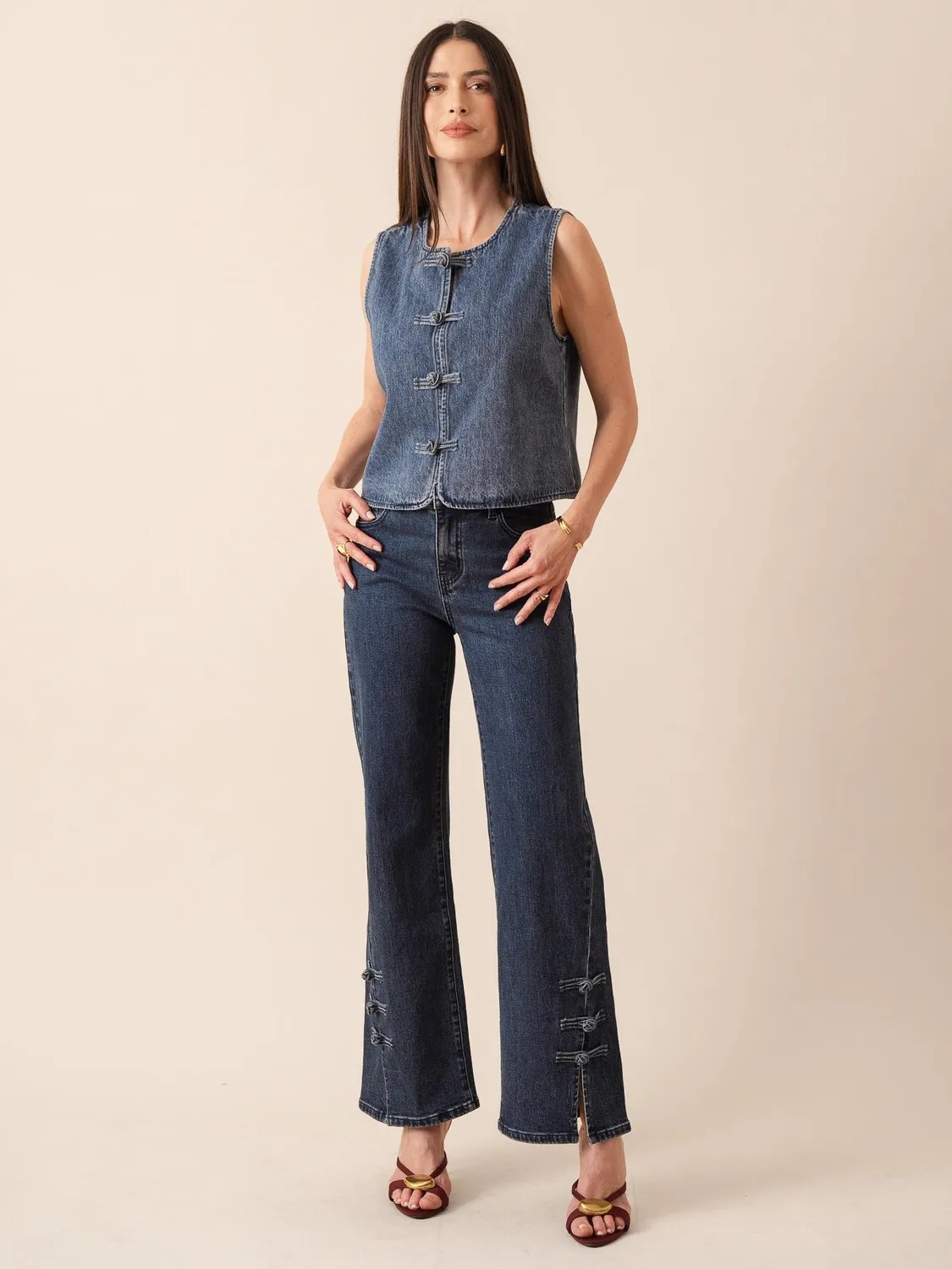 Oraije Ambre jeans flare donna blu scuro