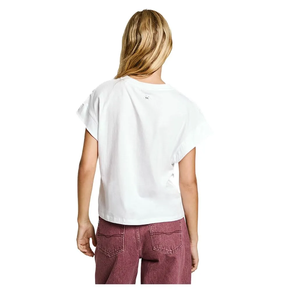 Pepe Jeans Lira T-Shirt Donna Bianca Senza Maniche Strass